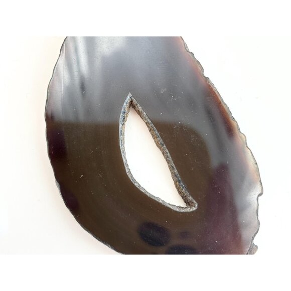 Rich Brown Sliced Agate Geode Crystal Freeform Silver Toned Vintage Pendant - Picture 3 of 13